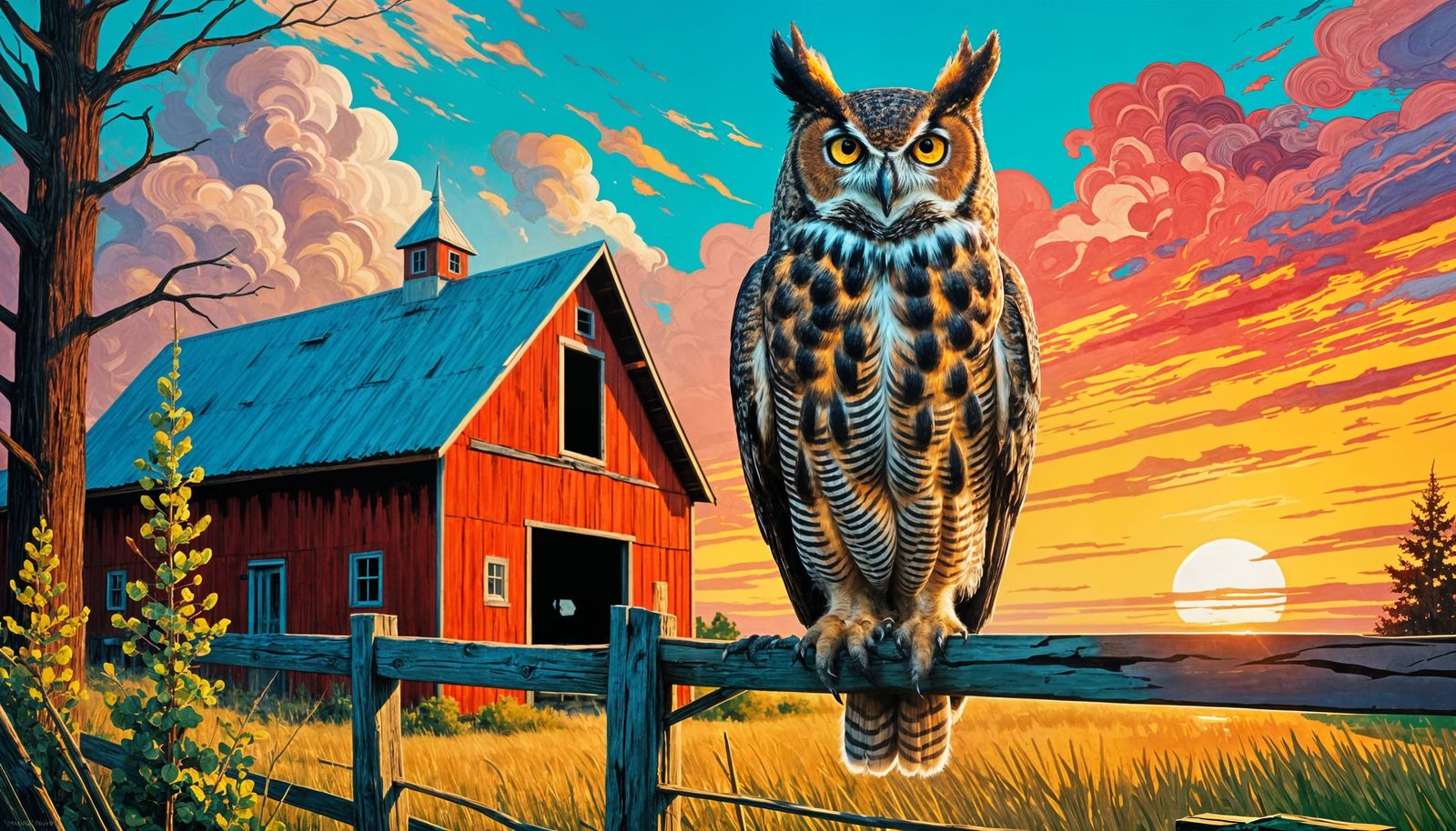 A large male Great Horned Owl