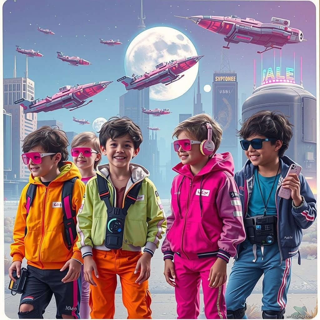 Retro-Futuristic Kids in Dystopian Playground