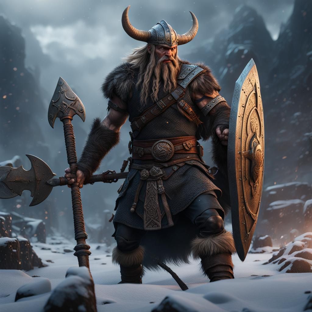 Fearsome Viking Berserker in Detailed Matte Painting