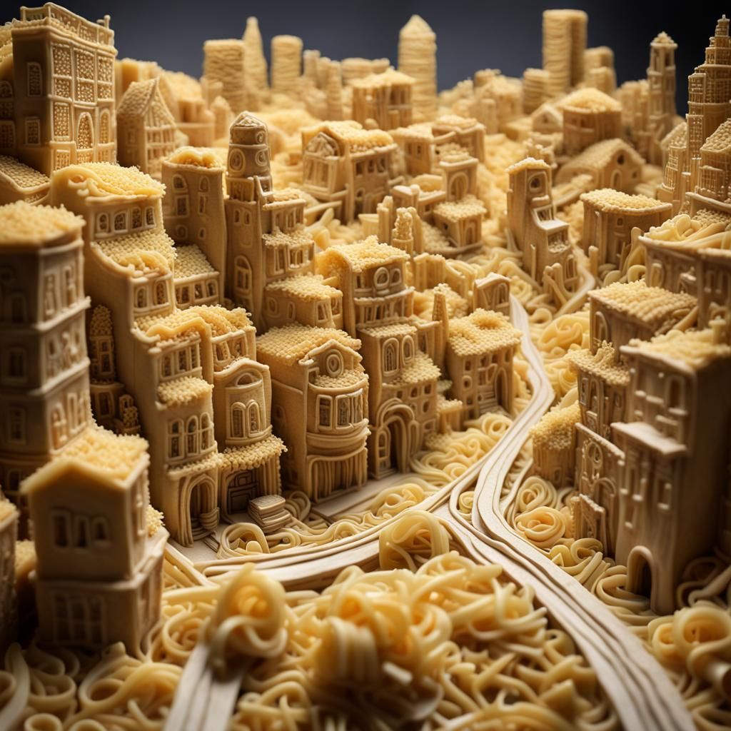 city made of dried pasta