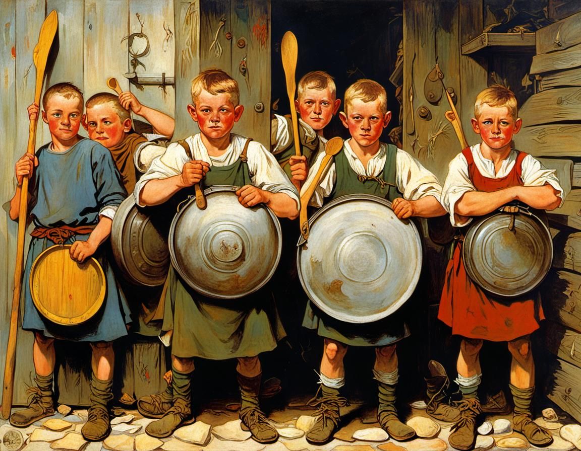 Kids as Vikings in Rockwell Style