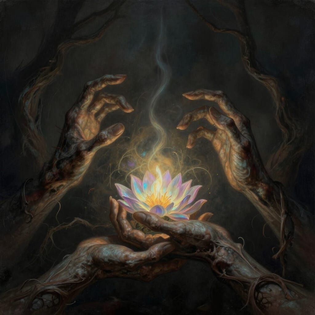 Dark Fantasy Illustration of Fading Ambrosia and Lost Souls