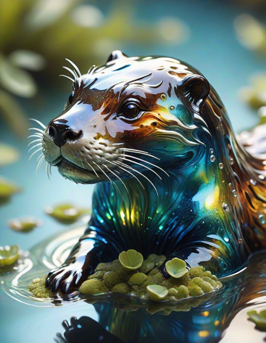 Create a murano glass otter dazzling craftsmanship and realism