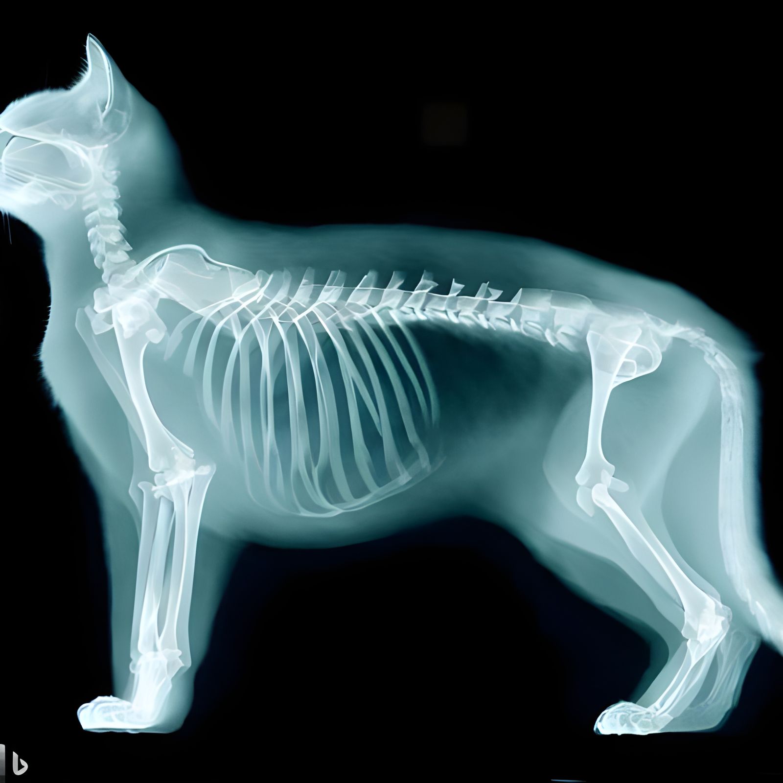 x-ray of a cat created using microsoft bing image creator