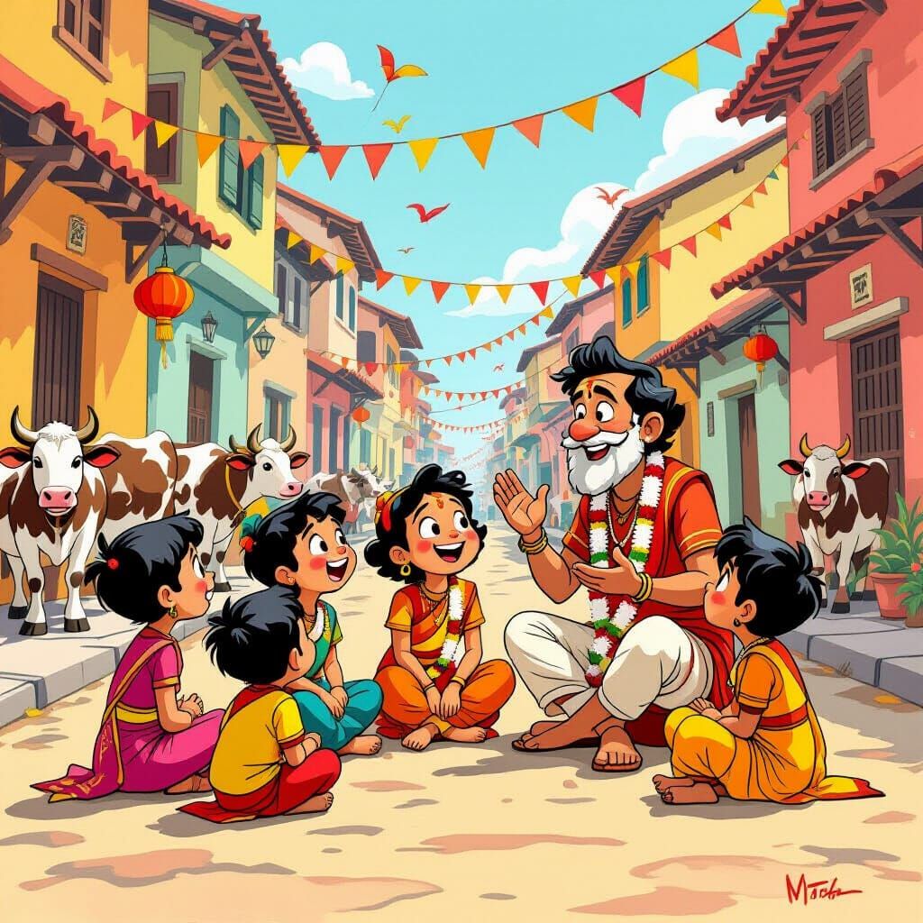 Chennai Storyteller: A Vibrant Animated Scene
