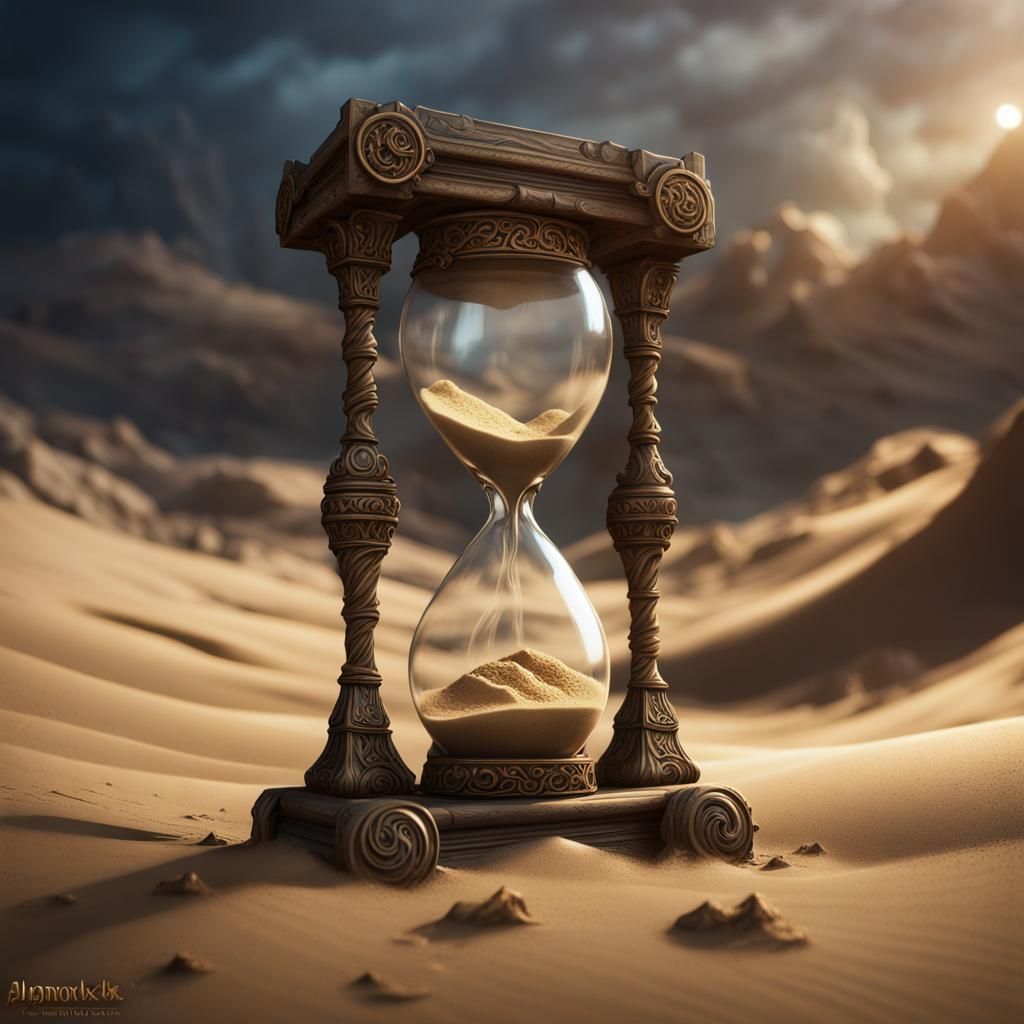 Mystical Hourglass: Time Magic in Dark Fantasy Style