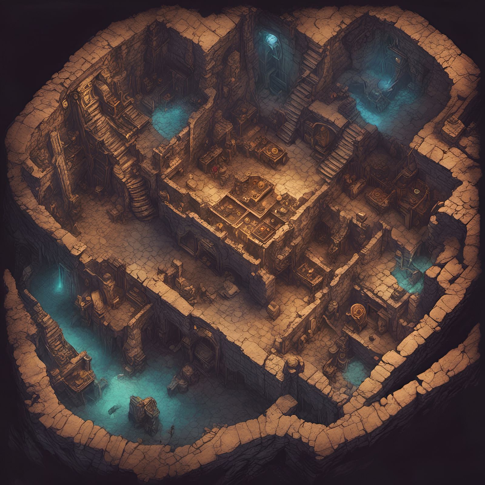 Dungeons and Dragons Ancient Underground Dungeon Map