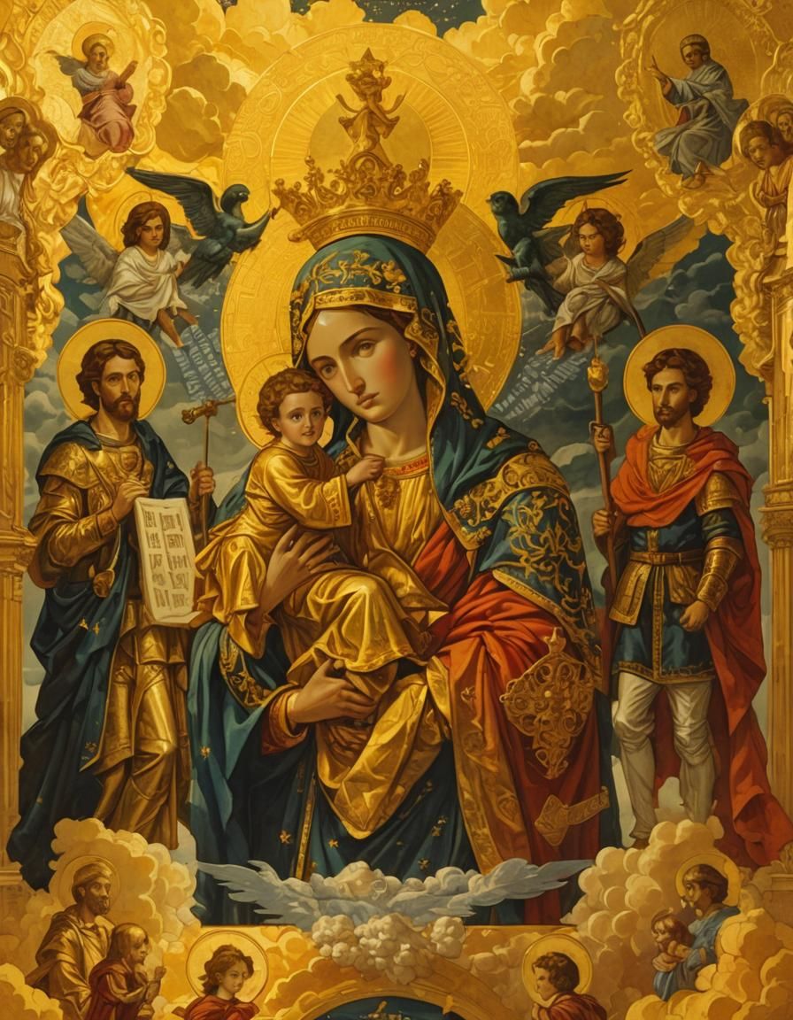 Virgin and Child with Saints in Comic Book Art