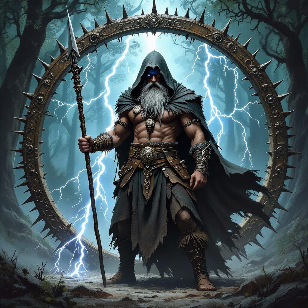 Ancient Irish Druid Mogh Ruith in Dark Fantasy Style