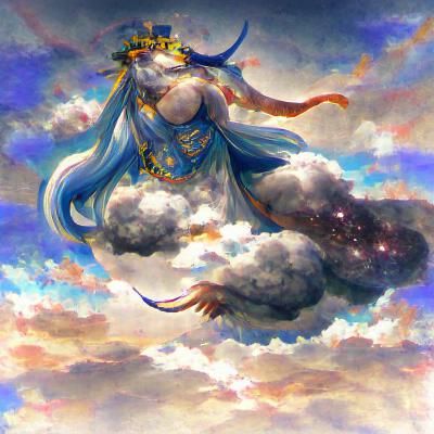 Ethereal Goddess Among the Clouds