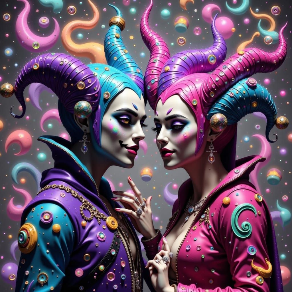 Joker and Harley Quinn in Surreal Dreamscape