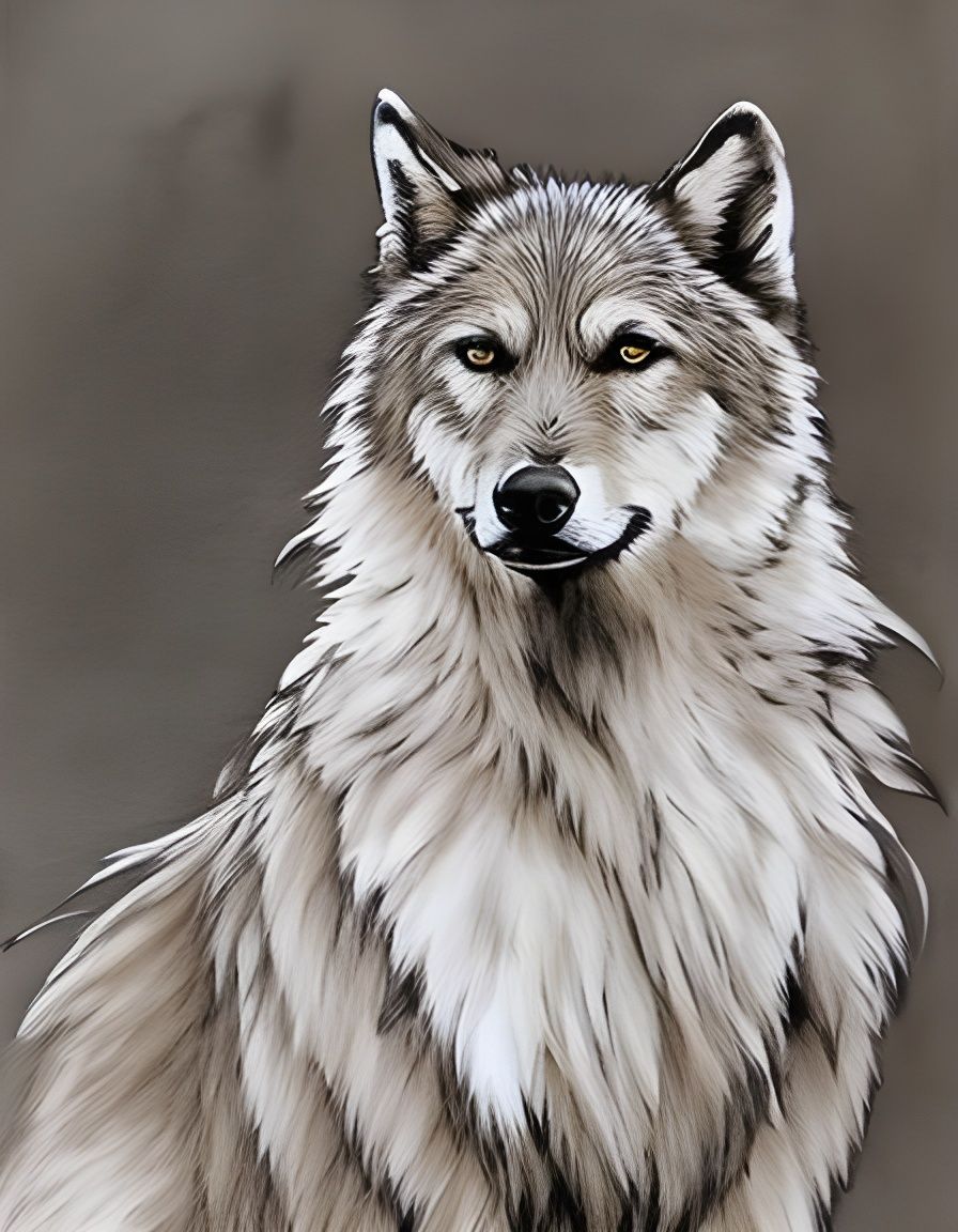 Noble Wolf Creature Ink Drawing