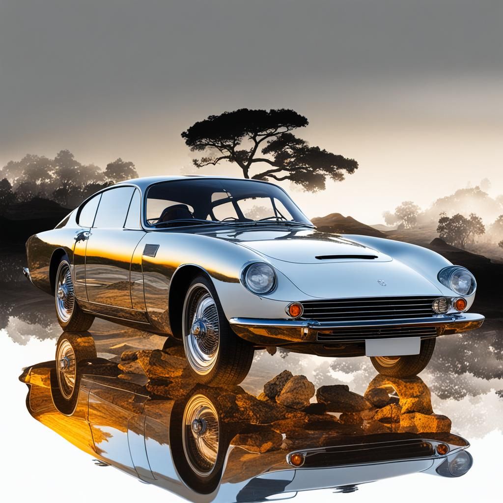 Pininfarina A6GCS Silhouette at Night: Double Exposure