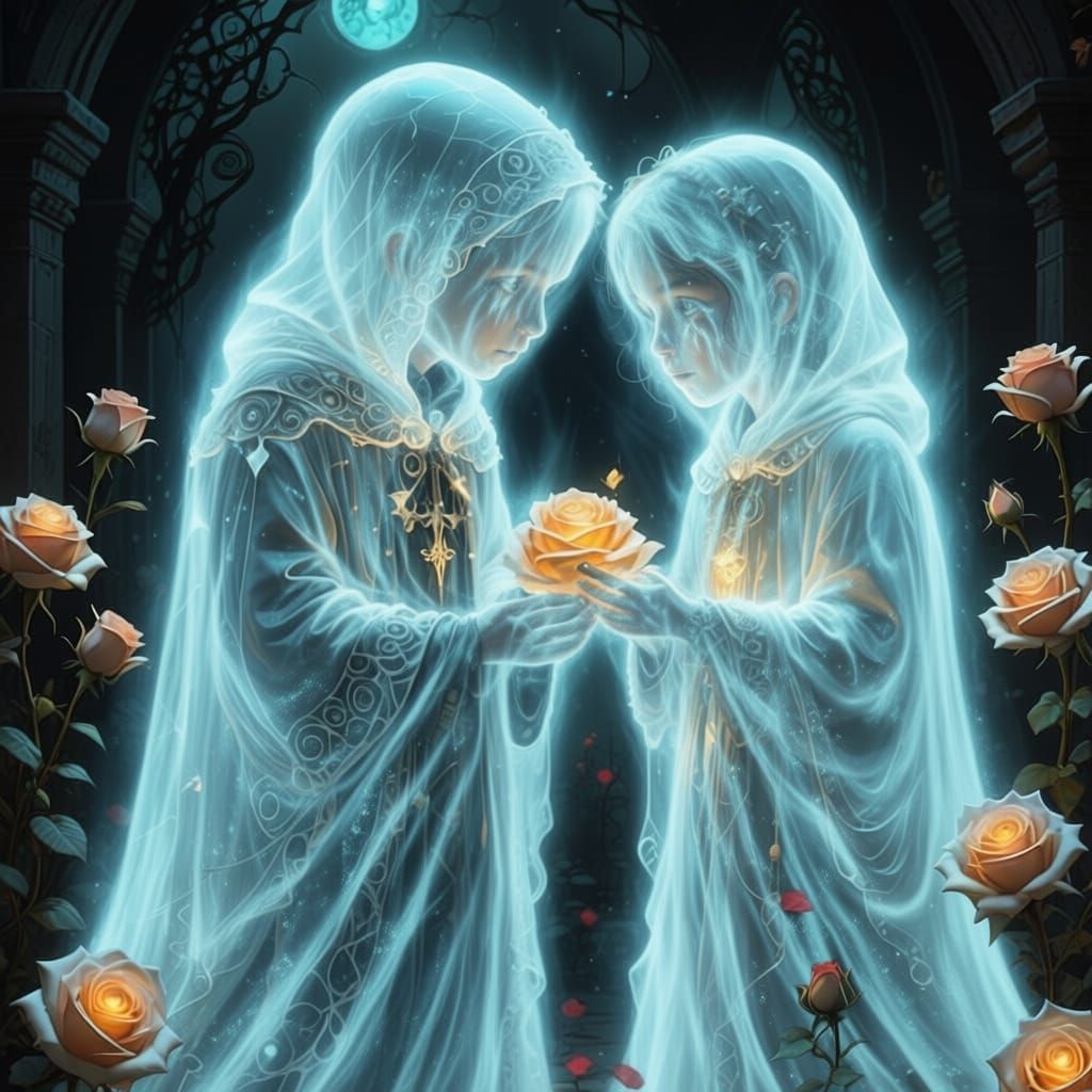 Ethereal Children Transformed into Ghostly Figures