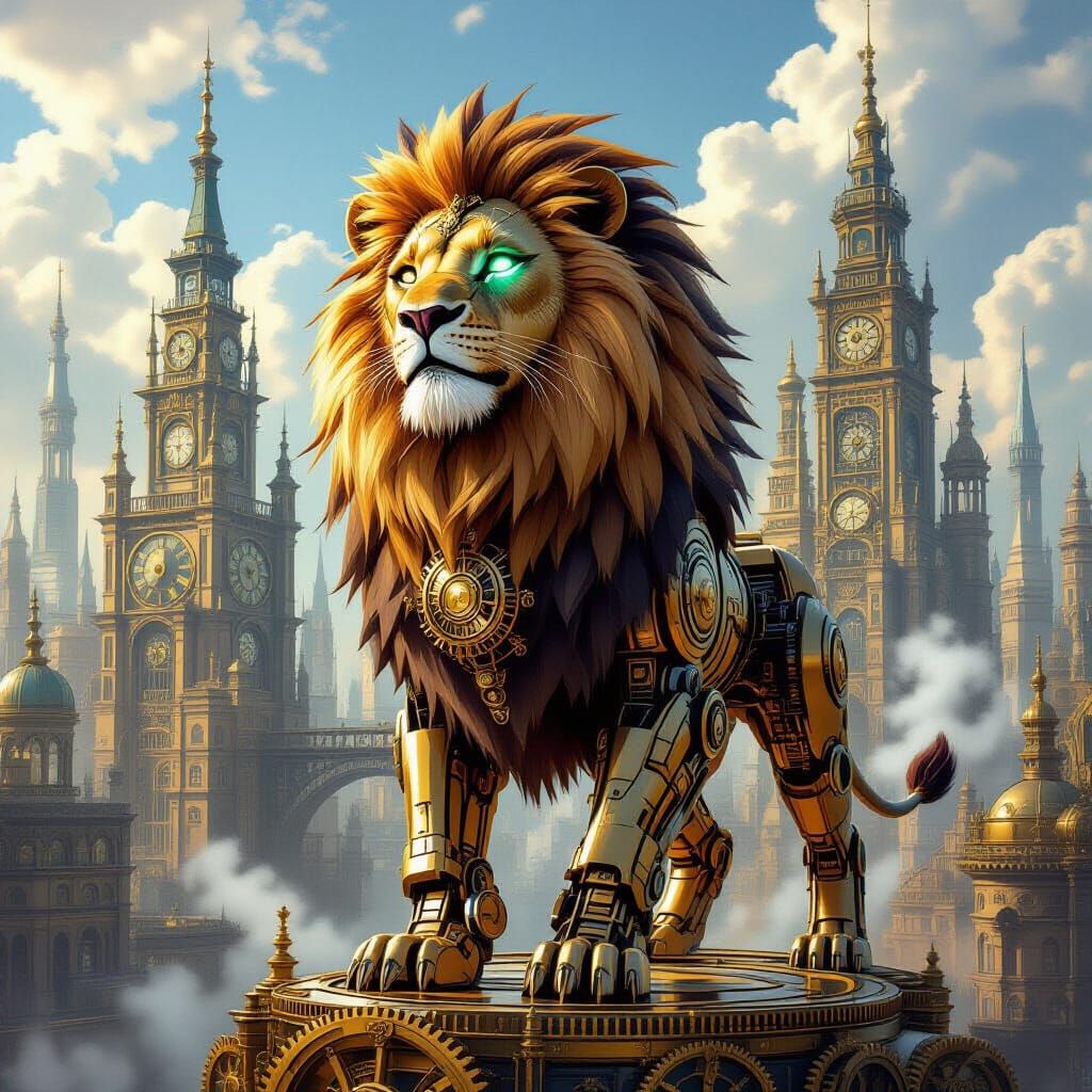 Steampunk Lion Automaton in Clockwork City
