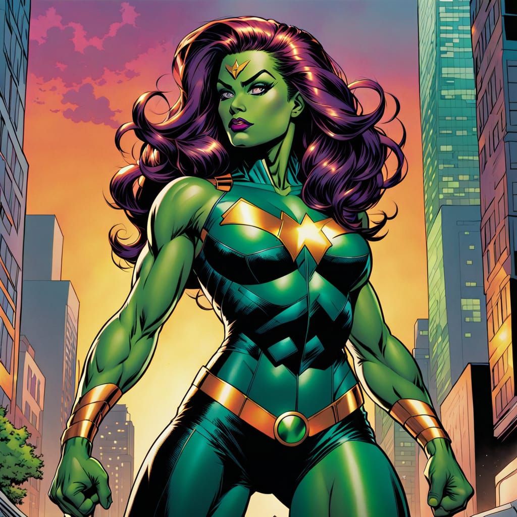 Marvel Comic Book Art: She-Hulk in Dynamic Pose