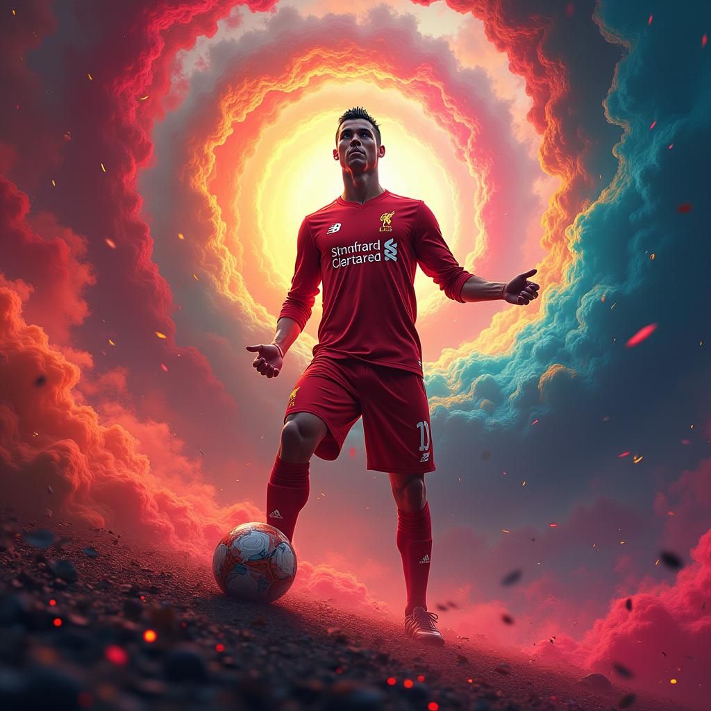 Ronaldo as Liverpool Player in Swirling Colors