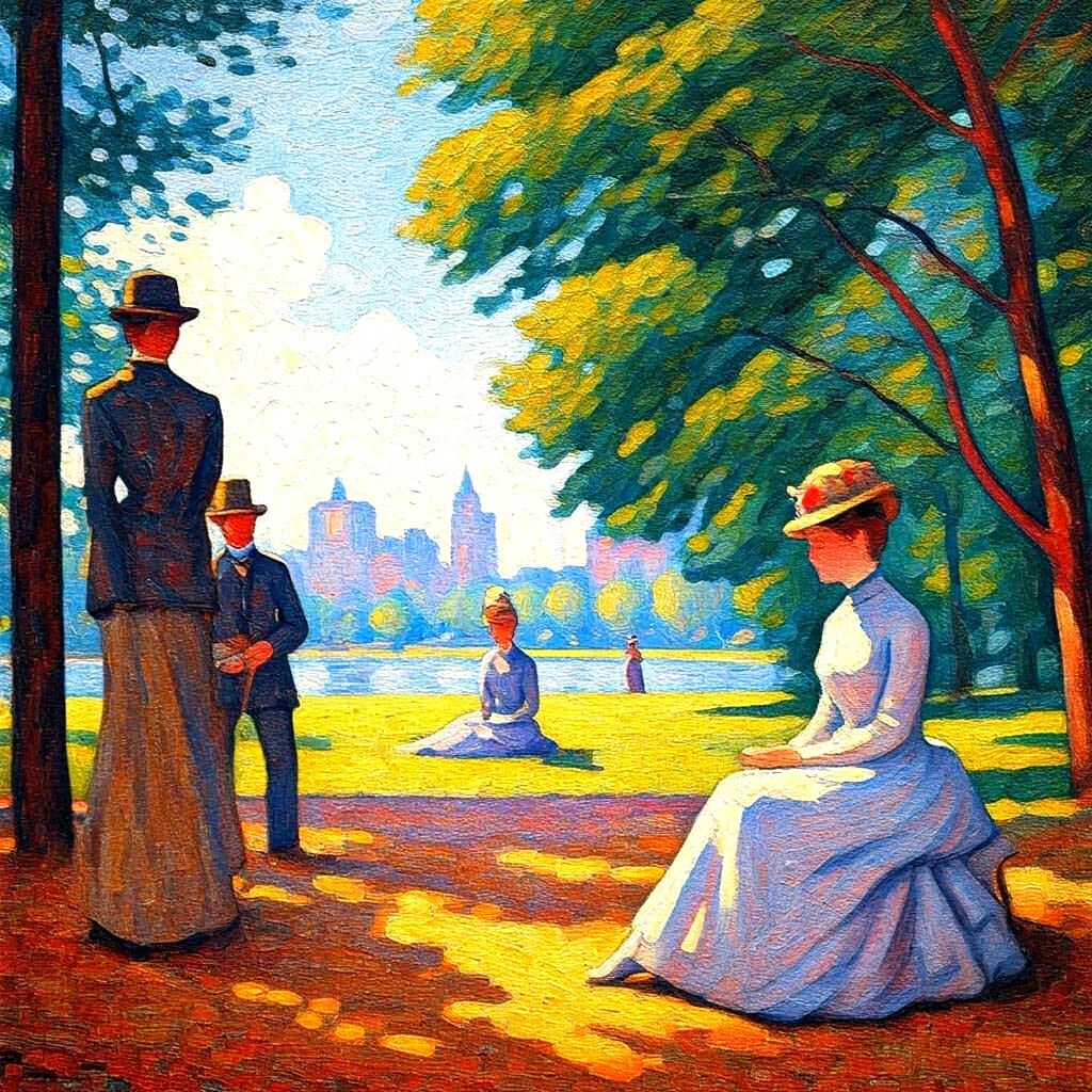 Pointillist Seascape in La Grande Jatte Style