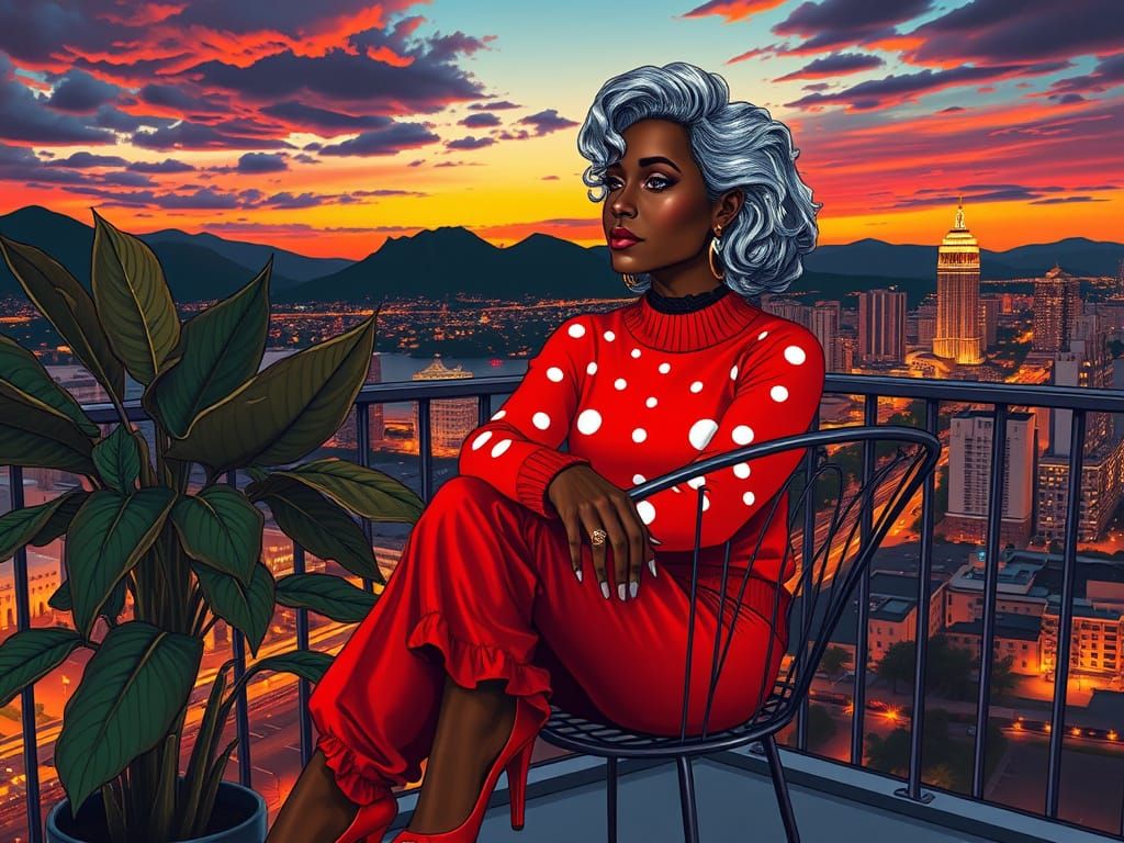 Vibrant Cityscape Caricature in Expressive Style