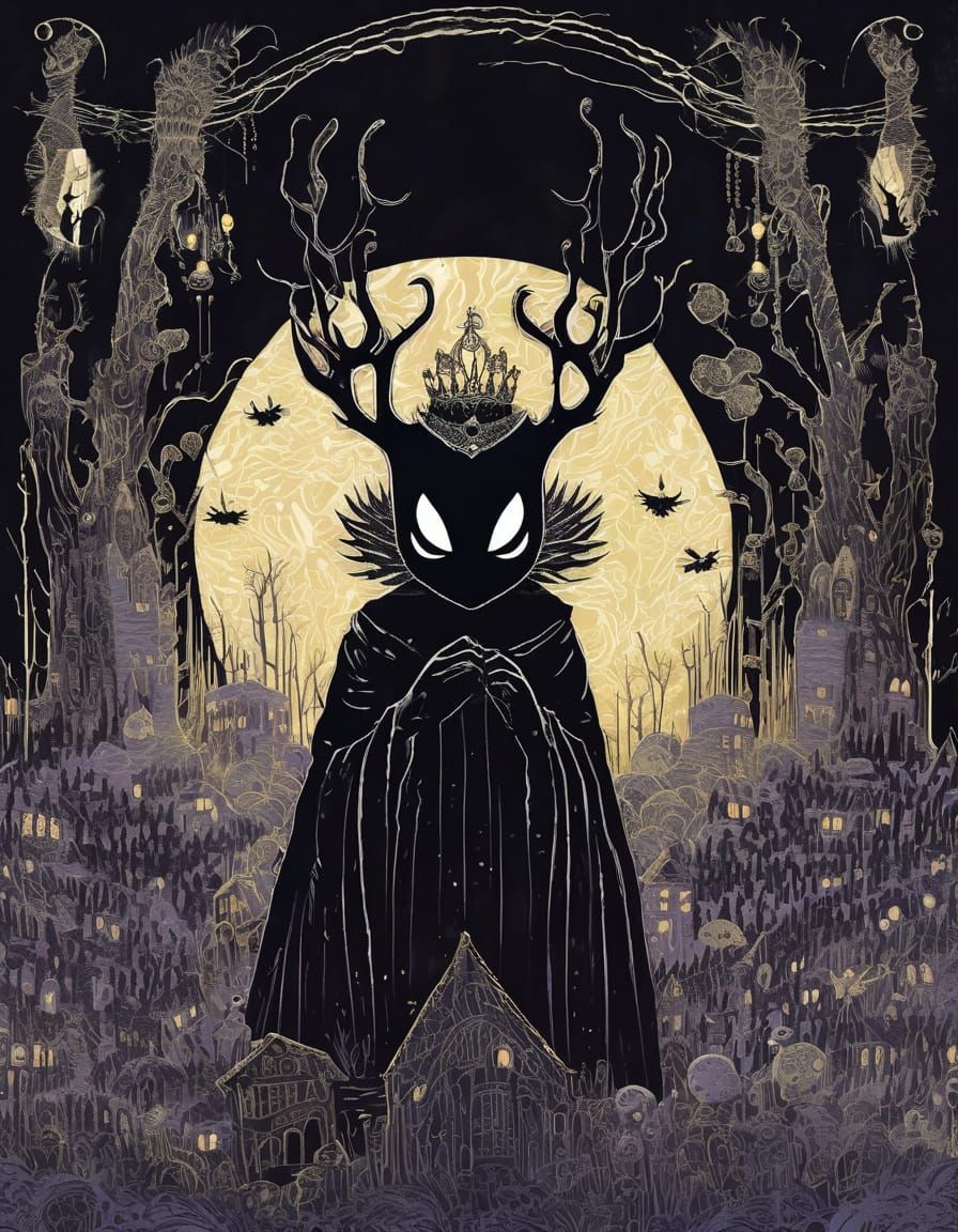 Ghostly Masked Queen in Gothic Horror Style