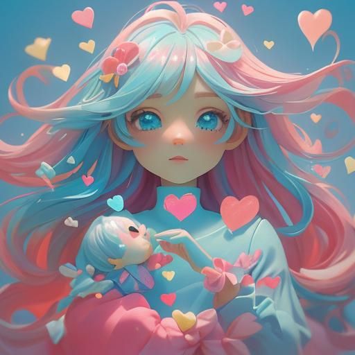 Pastel Love Hearts with Iridescent Shine