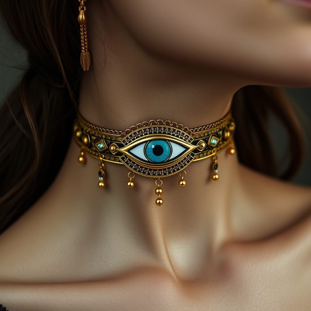 Elegant Gold Nazar Evil Eye Choker in Luxury Style