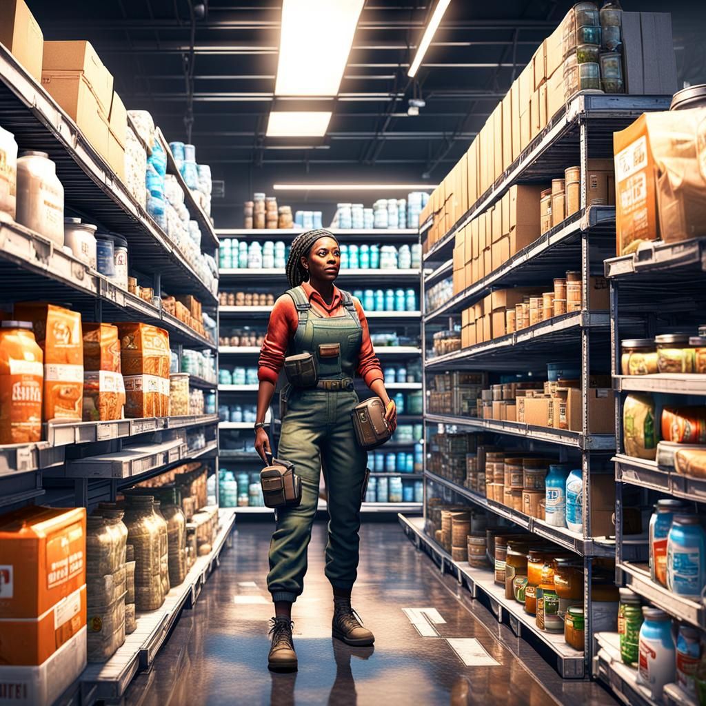 Survivalist Prepper Stocks Shelves With Supplies