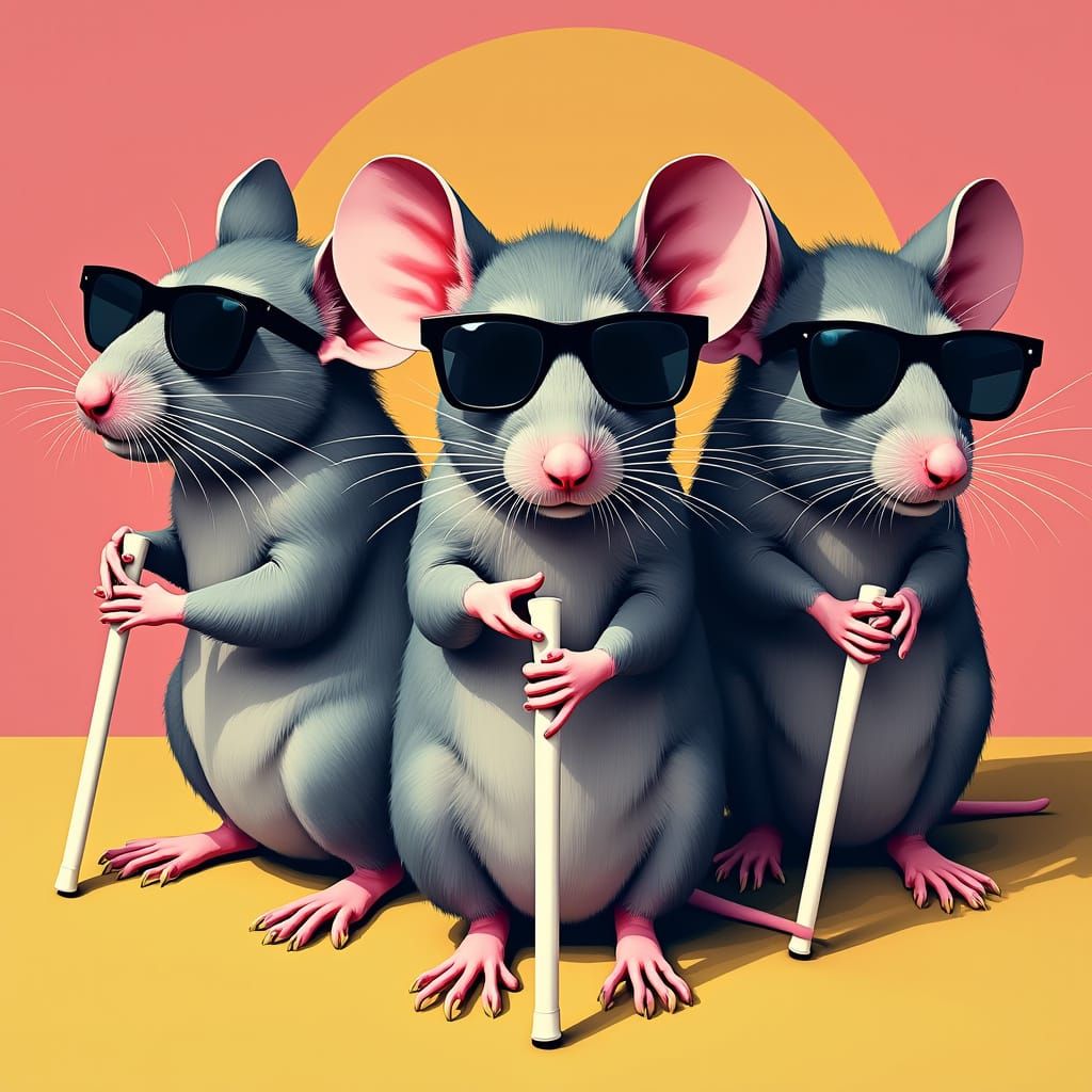 Three Blind Mice in Pop Art Style