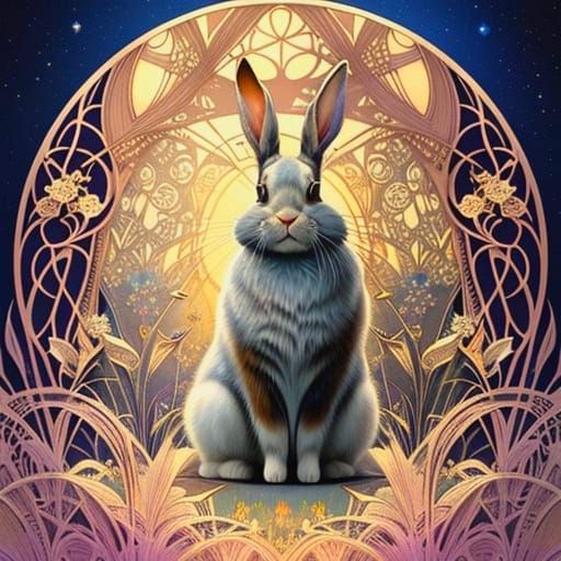 Art Nouveau Bunnies Contemplate Existential Futility