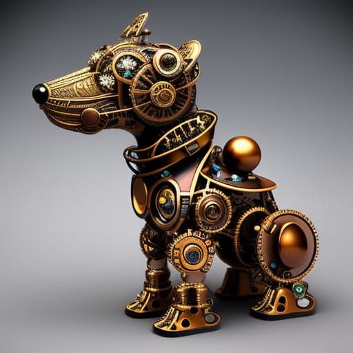 Steampunk Robot Dog in Complex 3D Shading