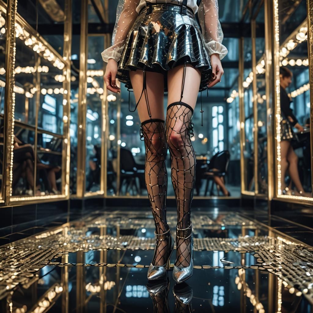 Porcelain Legs in Fishnets and Glass Heels
