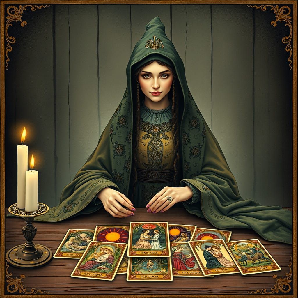 Mystifying Fortune Teller in Elegant Art Nouveau Style
