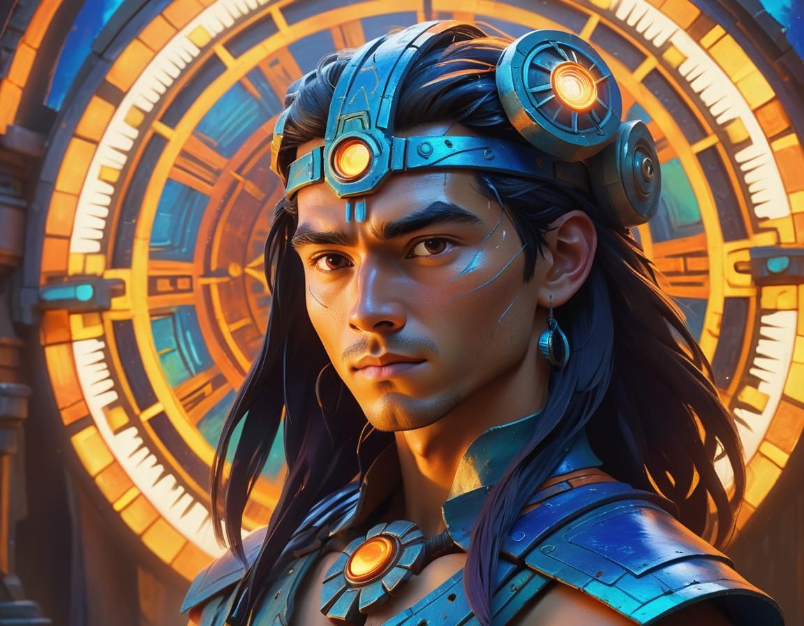 Mystical Realm: Handsome Cultivator in Vibrant Oil Painting