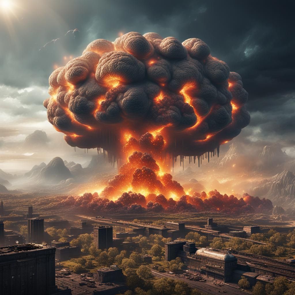 Alien Nuclear Explosion: Detailed Fantasy Concept Art