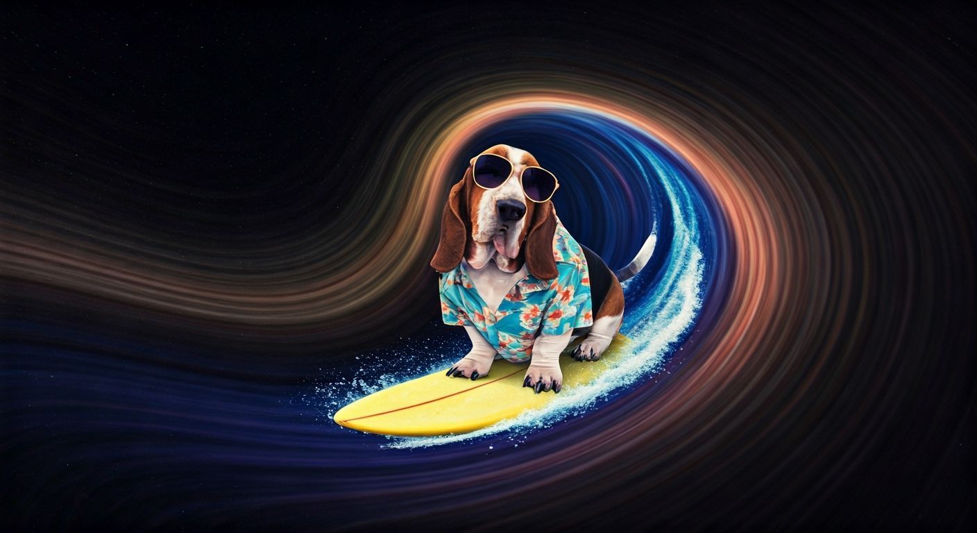 Basset Hound Surfing Gravitational Waves on Black Hole