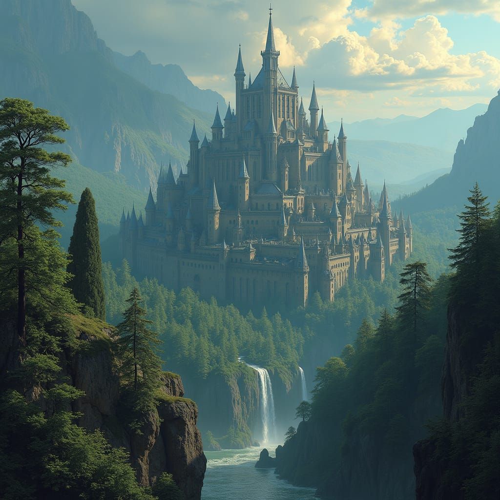 Tar Valon: Majestic Cityscape in Mystical Forest