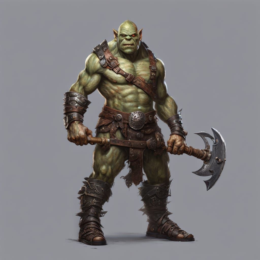 Mighty Orc Warrior with Cybernetic Leg
