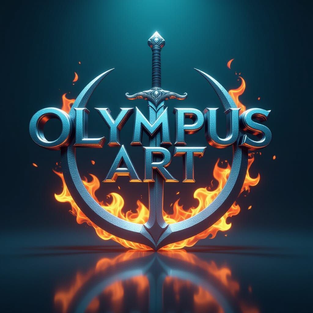 Olympus Art Logo 3D Render with Fiery Accents