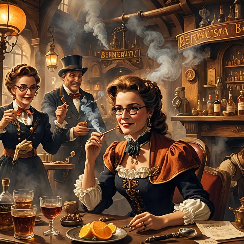 Happy Corsairs in Tavern: Whimsical Matte Painting