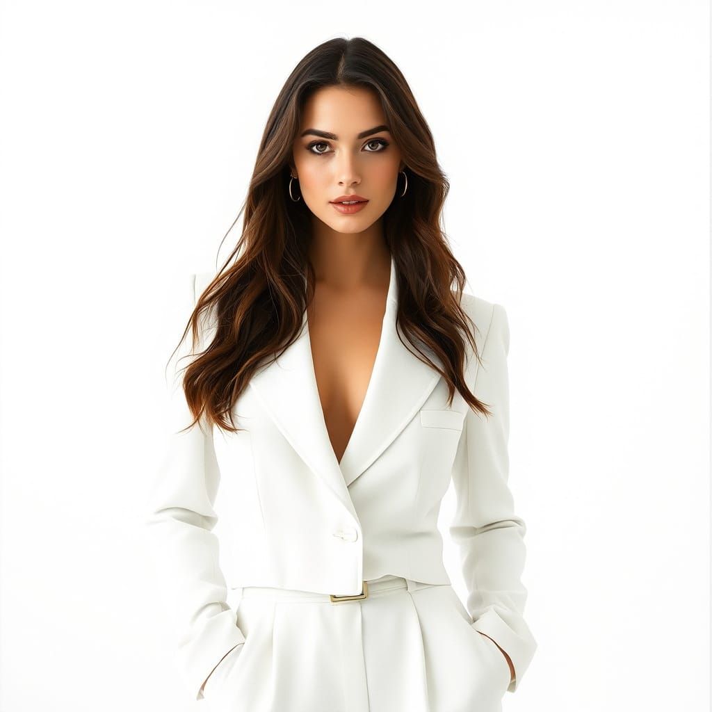 Elegant Woman in Minimalist White Setting