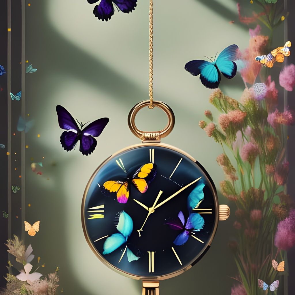 Watch Surrounded by Butterflies in Watercolor Style
