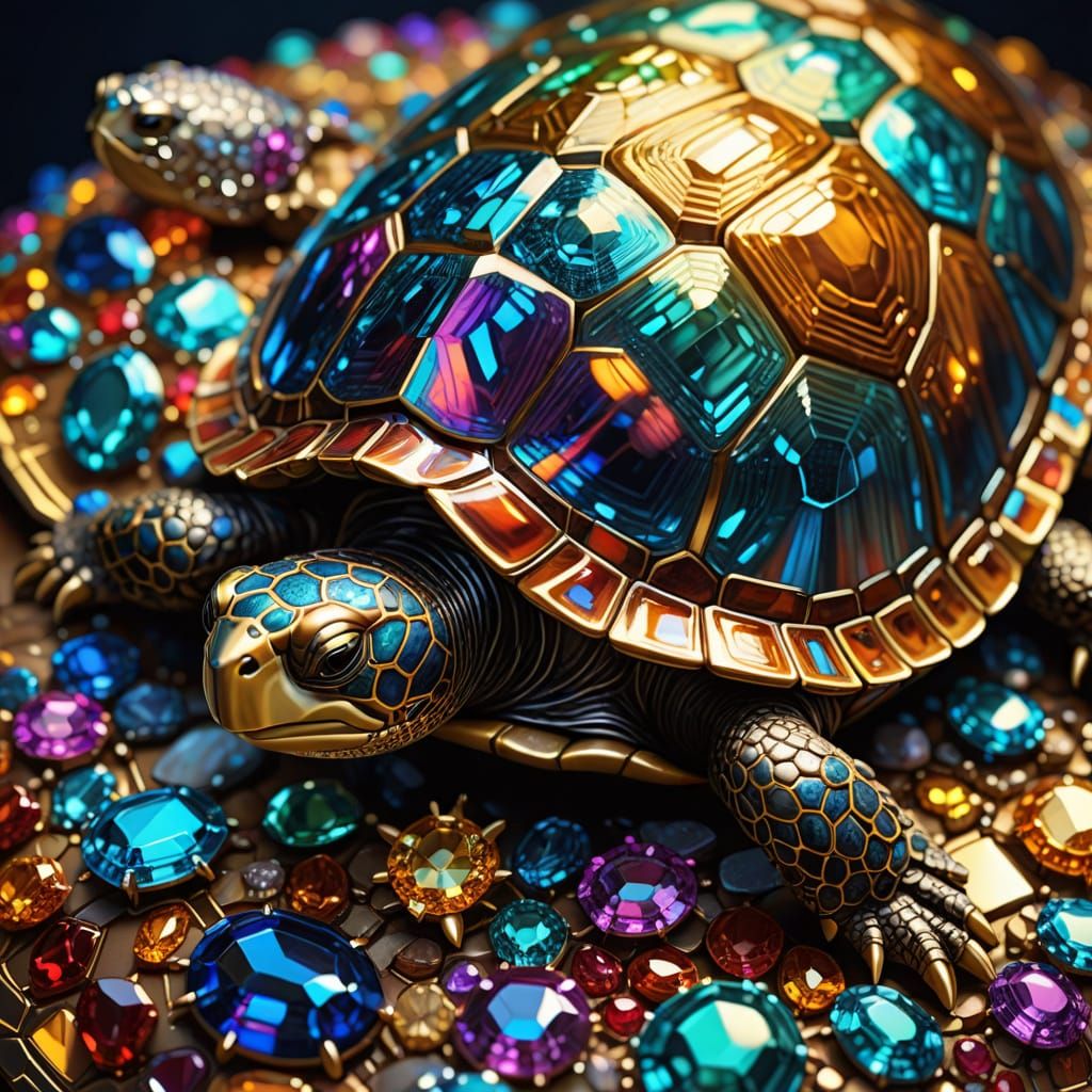 Intricately Jeweled Turtle Shell