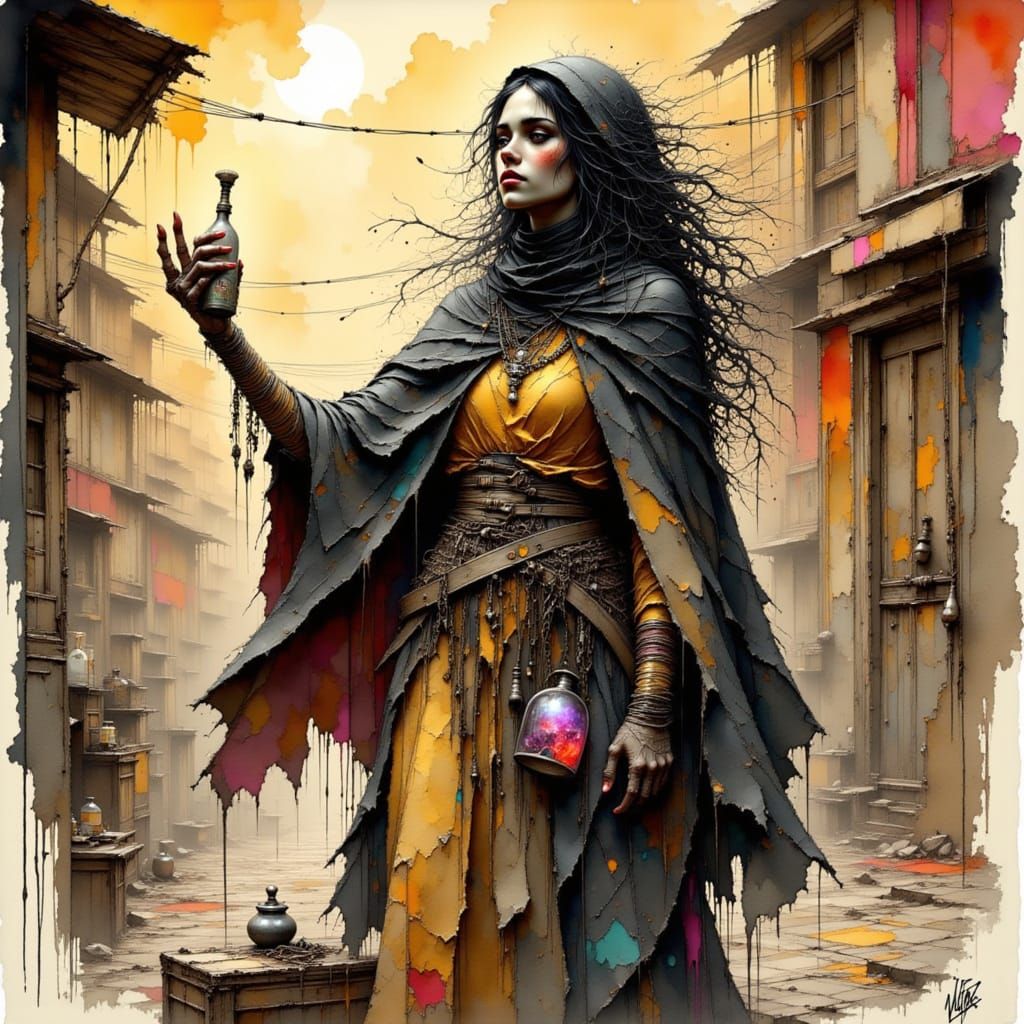 Fierce Nun Rebel Preaching in Gritty Slum Market