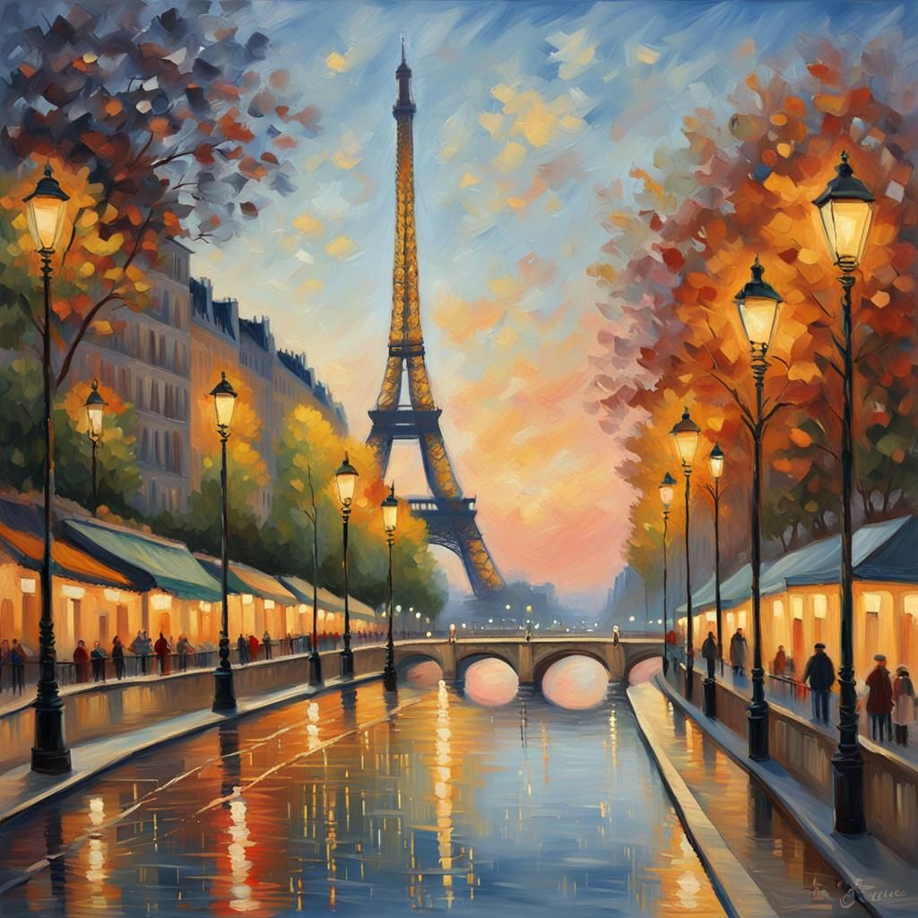 Eiffel Tower at Dusk: An Impressionist Painting