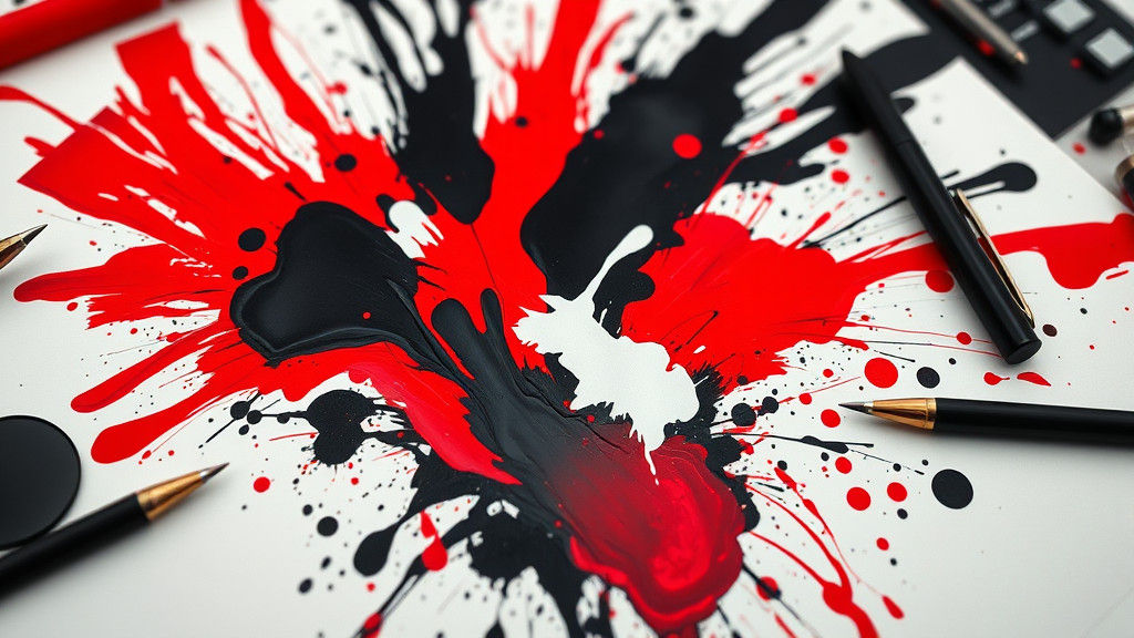 black, red and white, splash