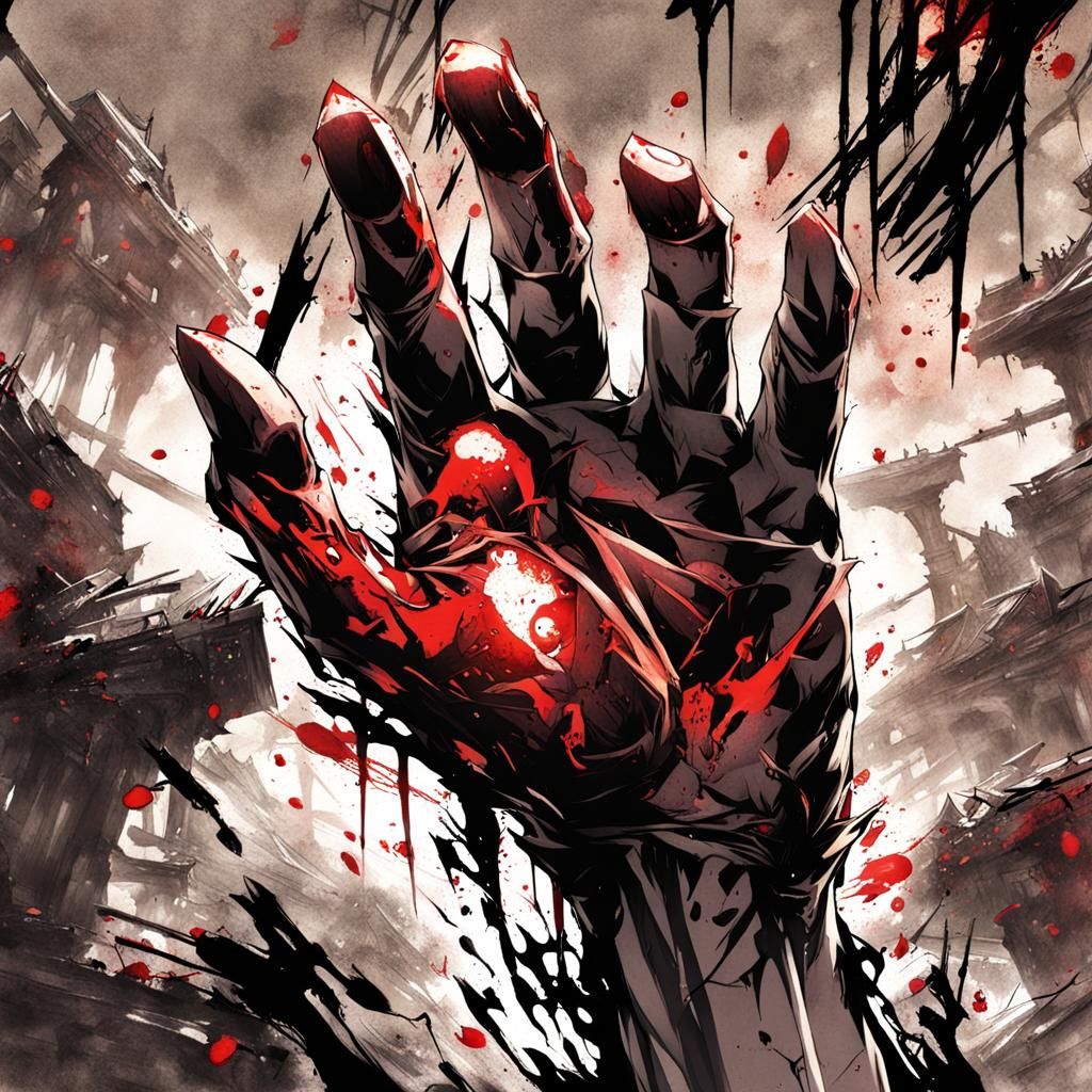 Bloody Hand in Anime Key Visual Style