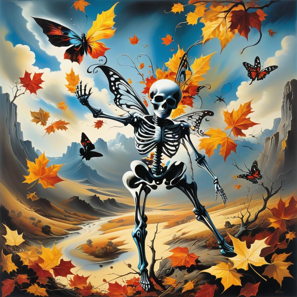 Surreal Landscape with Elastic Flora and Vortex