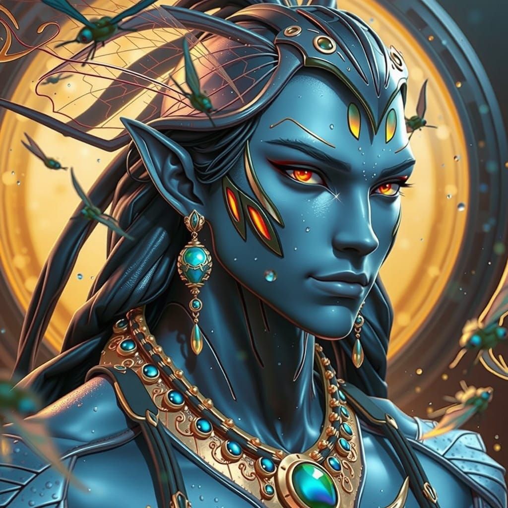 Mystical Firefly in Whimsical Digital Anime 3D Scene