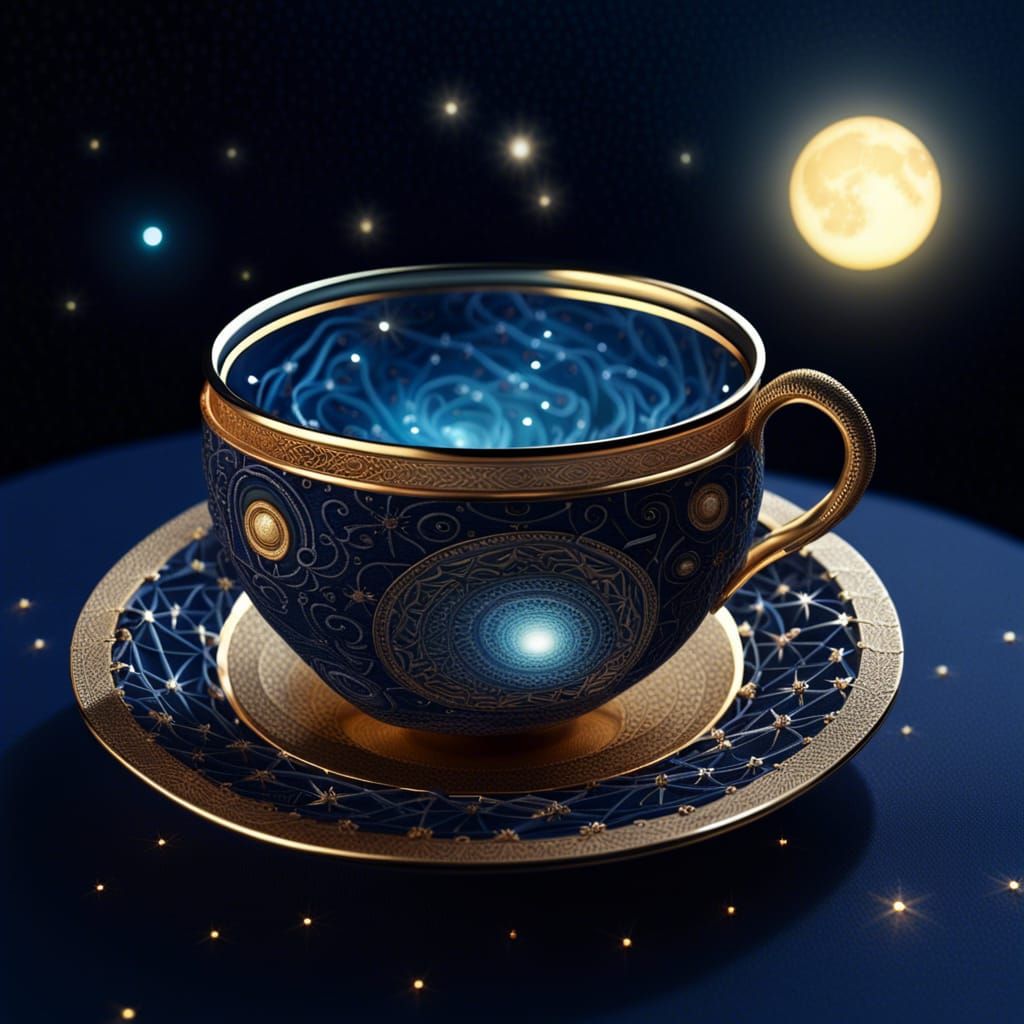 Exquisite Teacup in 3D Stumpwork Style