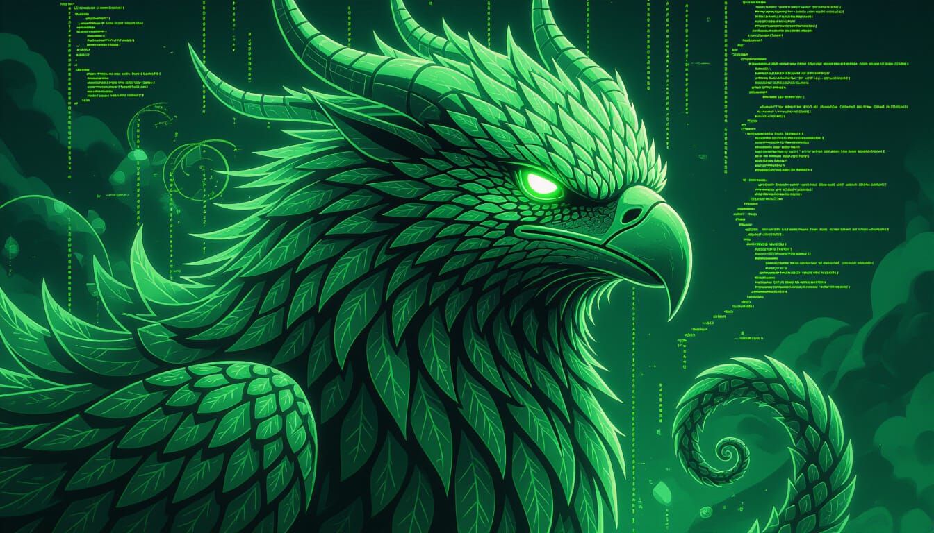 Mythical Creature Woven From Glowing Code